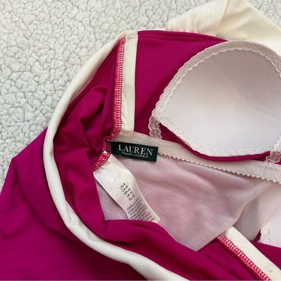 Lauren Ralph Lauren Tummy Control Ruched Halter Bel Air One Piece Swimsuit 6 - Picture 6 of 7